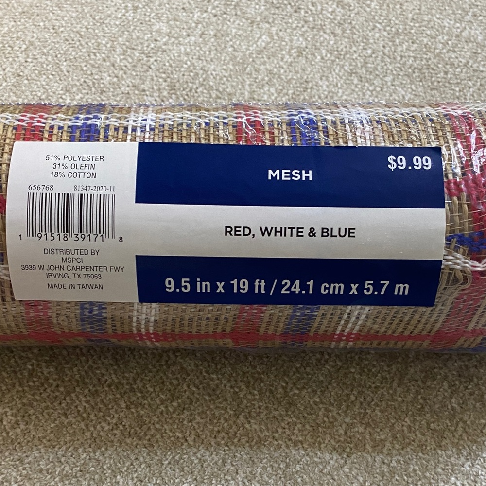 Red, White & Blue Plaid Decorative Mesh Roll - Picture 2 of 2
